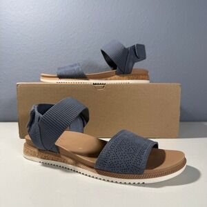 Bobs from Skechers Desert Kiss Slate Blue Perforated Sandals 114710 Womens 6